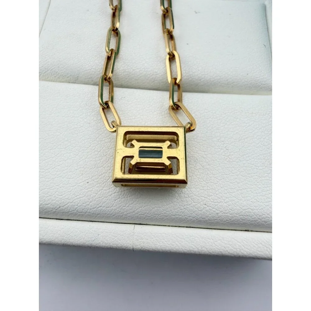 RARE Tiffany & Co. Aquamarine Jewel Box Necklace 17.75" 18k Yellow Gold - Picture 8 of 13